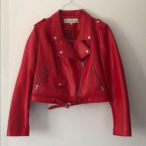Red Faux Leather Jacket